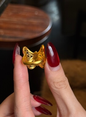 千夕足金999金丝蝶舞戒黄金戒指女送女友七夕情人节生日礼物