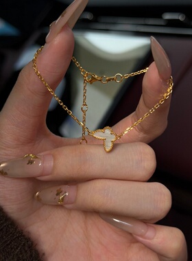 千夕 足金999白色小蝴蝶手链黄金手链女款情人节生日礼物送女友