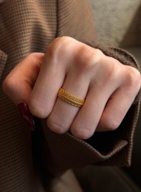 千夕足金999腰缠万贯戒指黄金戒指可爱女款情人节生日礼物送女友