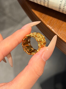 千夕 足金9995D宽版十字架黄金戒指女款求婚情人节生日礼物送女友