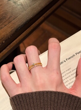 千夕足金999ins风星耀戒黄金戒指女款送女友七夕情人节生日礼物