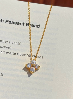 千夕 足金999莫简约四叶草黄金吊坠女款情人节七夕礼物送女友