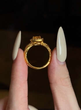 千夕足金999小黄钻戒指黄金戒指女款送女友七夕情人节生日礼物