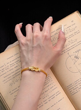 千夕 足金999太空八字绳结手链黄金手链女款情人节生日礼物送女友