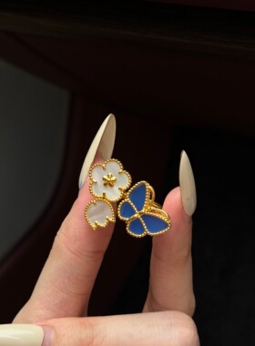 千夕足金999幸运花蝶戒黄金戒指女款送女友七夕情人节生日礼物