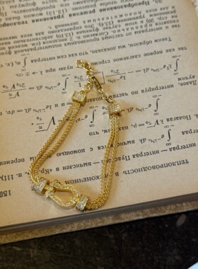 千夕 足金999莫桑太空马蹄手链黄金手链女款情人节生日礼物送女友