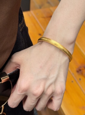 千夕 足金999绸缎手镯黄金手镯女款七夕情人节生日礼物送女友
