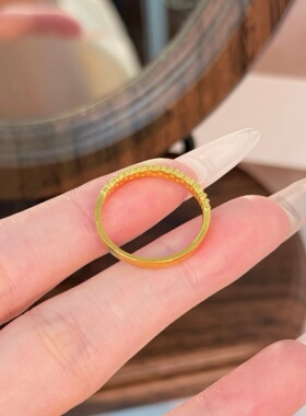 千夕 足金999半钻星环戒黄金戒指女款求婚情人节生日礼物送女友