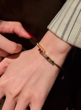 千夕 足金9995D彩虹星轨黄金手镯女情侣七夕情人节生日礼物送女友