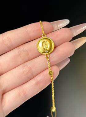 千夕 足金999复古罗盘手链黄金手链女款情人节生日礼物送老婆女友