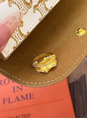 千夕足金999百褶裙戒指黄金戒指女款送女友七夕情人节生日礼物