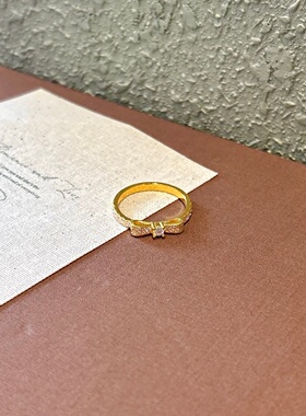 千夕 足金999蝴蝶结戒指黄金戒指女款求婚情人节生日礼物送女友