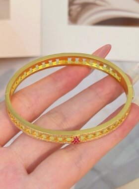 千夕 足金999路路平安宝瓶手镯黄金手镯女款情人节生日礼物送老婆