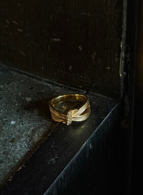 千夕足金999环环双扣戒黄金戒指女款送女友七夕情人节生日礼物