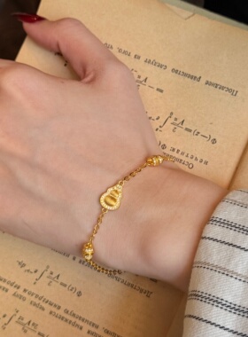 千夕 足金999拉丝福禄手链黄金手链女款七夕情人节生日礼物送女友