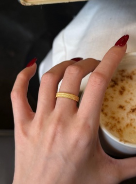 千夕足金999双排满钻戒黄金戒指可爱女款情人节生日礼物送女友