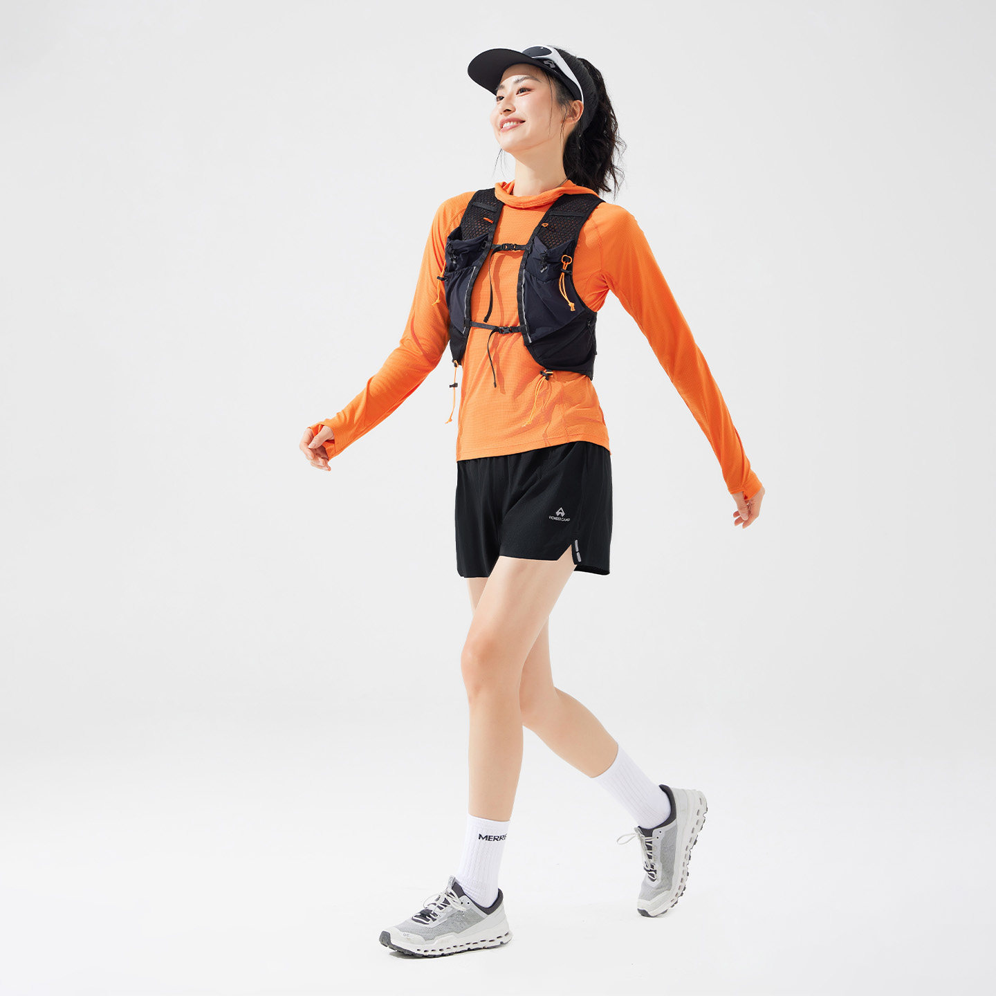 Pathfinder marathon cross-country running shorts women's summer elastic breathable sports waist bag training sports shorts