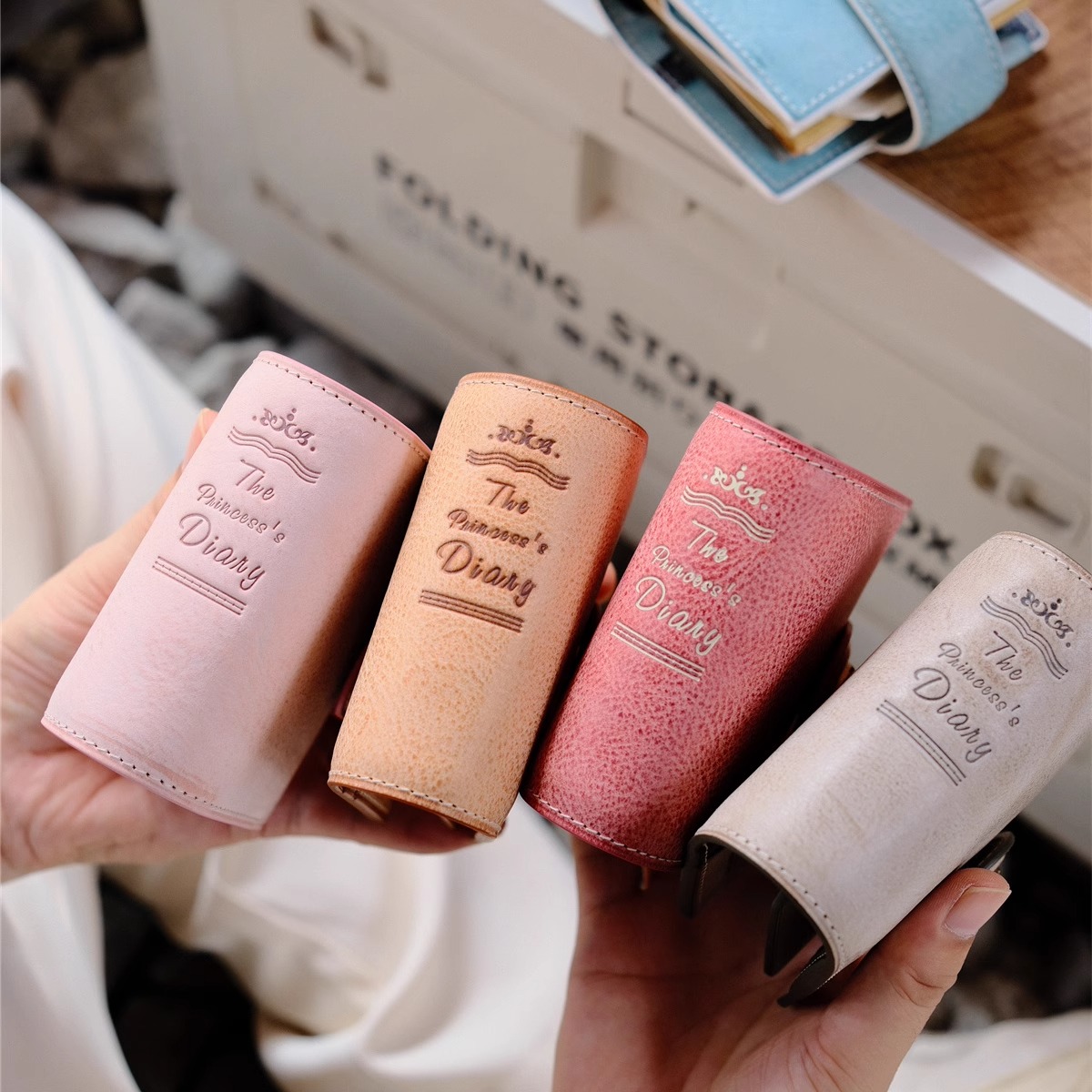 原创高定ALASKA公主日记A9意大利擦蜡真皮雾蜡彩虹色活页定页手帐 - 图2