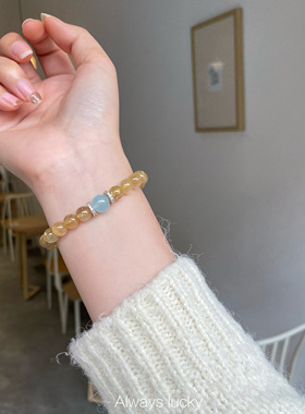 金发晶海蓝宝天然水晶设计手链女