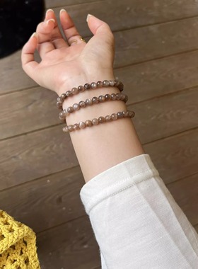 天然黑金骨干太阳石小众水晶手链