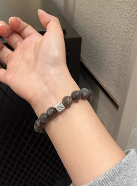 天然星辉骨干黑骨干黑太阳手链女