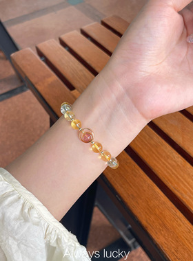 黄水晶绿幽灵混拼'发财手链水晶