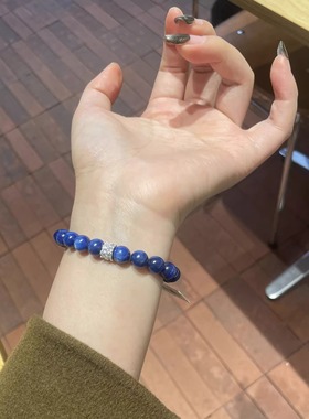 天然强猫眼效应蓝丝绒水晶手链女