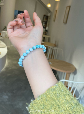 海纹石龟背纹海洋玉化蓝色手链女