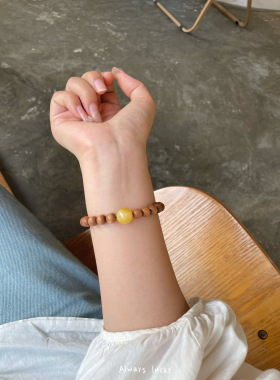 印度老山檀蜜蜡木手串天佛珠手链