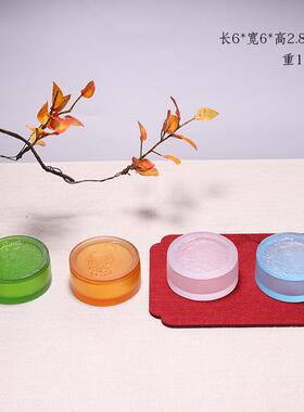琉璃文房四宝荷叶竹子墨盒琉璃印泥盒笔舔墨池墨海毛笔书法砚台盒