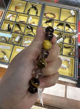 龙华寺2026虎眼石手串，茶水晶、黄虎眼、黑发晶