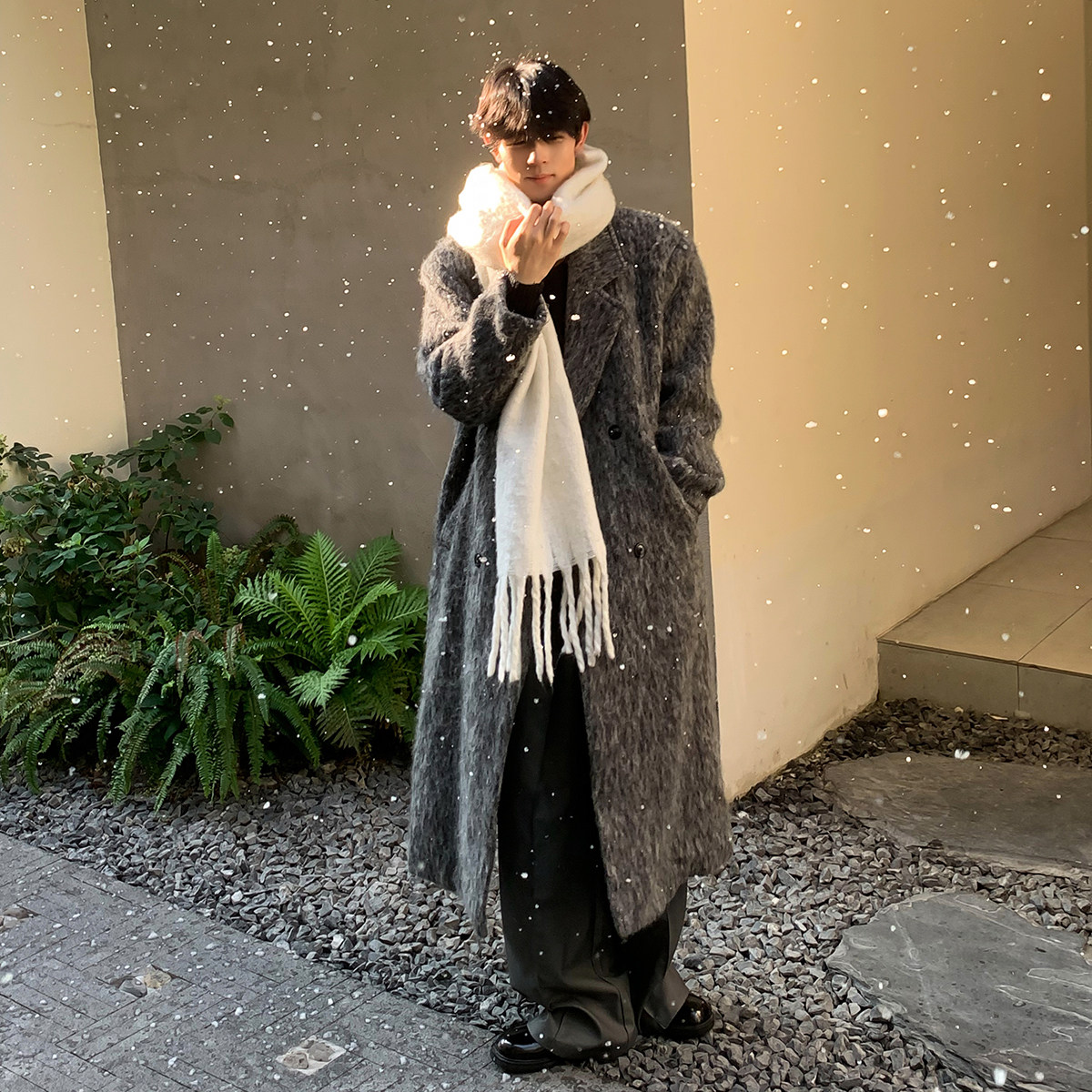 白口阳【灰霾伦敦】韩风夹棉中长款呢子外套含羊毛休闲呢子大衣男,淘宝优惠券,粉丝福利购,淘宝优惠卷