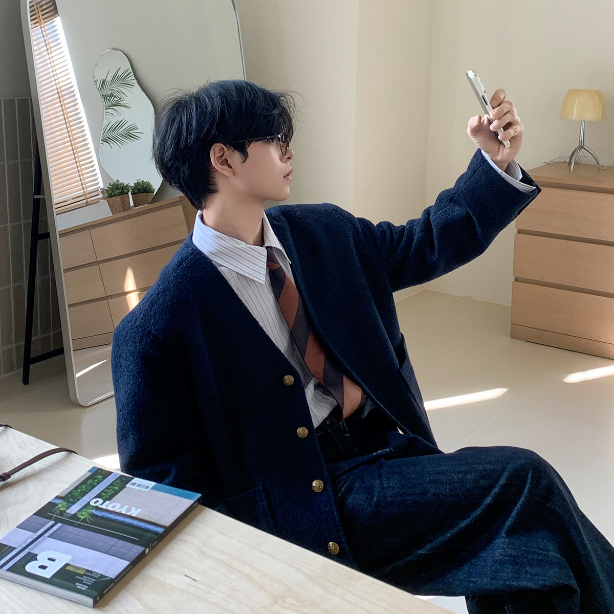 白口阳【英伦画报】英伦金扣小香无领西装男西服外套2025新款春季,淘宝优惠券,粉丝福利购,淘宝优惠卷