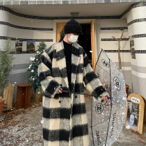 White kouyang (cheesehold iron) Korean wind parquet in the colour of a long fur coat with a great coat of clothing and a casual subcoat