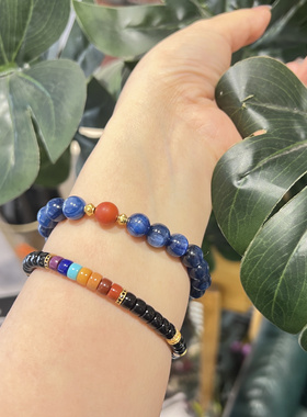 【秘境珠宝】沧渊·天然蓝晶石南红手串