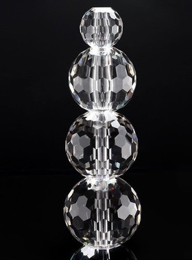 水晶穿中孔切面刻面多面玻璃球家居工程装饰桌面摆件楼梯扶手包邮