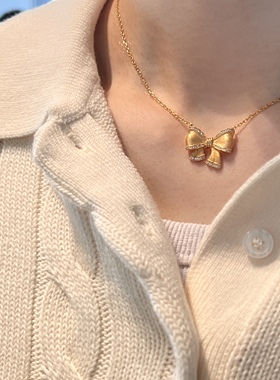 Earth's poetry 甜美蝴蝶结项链灵动百搭通勤S925银项链