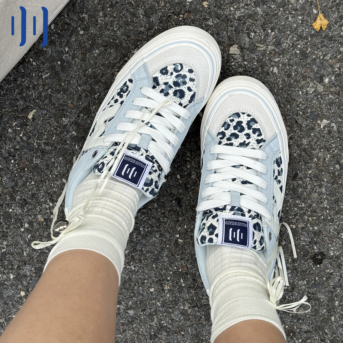 顽刻ollieskate冰蓝豹纹配色冬季校园风W系列低帮男女国潮滑板鞋,淘宝优惠券,粉丝福利购,淘宝优惠卷