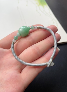 纯手工编织翡翠豆绿路路通转运手绳