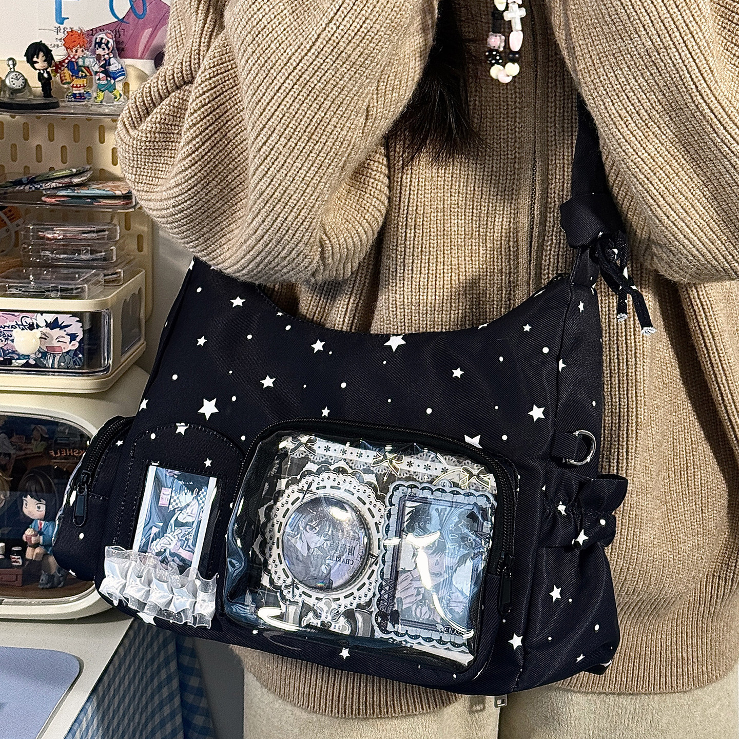 二次元JK追星漫展高级感谷子痛包放小卡10cm娃包波士顿单肩斜挎包,淘宝优惠券,粉丝福利购,淘宝优惠卷