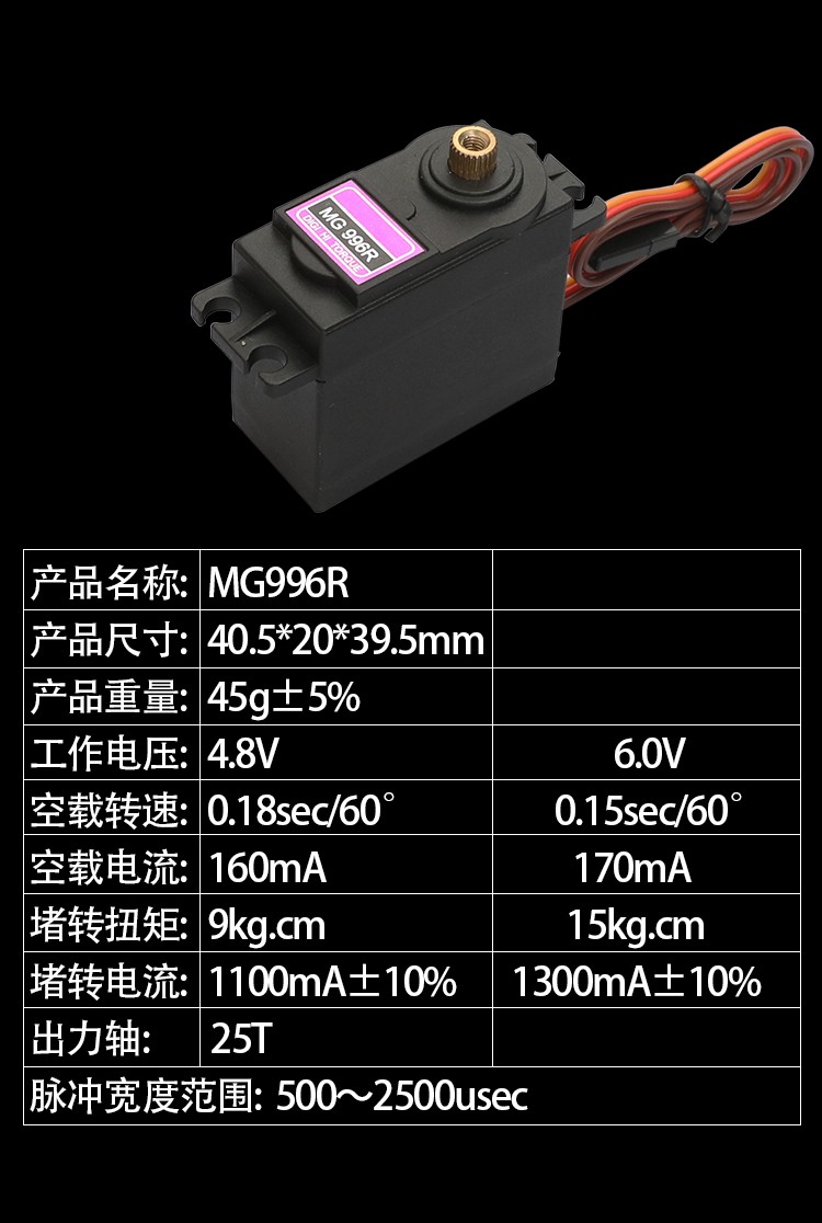 辉盛MG996 946R舵机995大扭力金属齿机器人模型舵机180度360旋转 - 图1