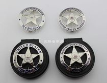 US federal law insignia US MARSHAL Federal Tribunal law enforcement badges silver curved surfaces