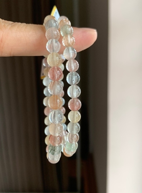 冰透兔毛手链手串天然水晶显白