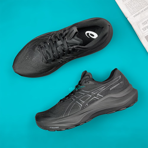 ASICS GT2000 14全黑2E4E加宽网布透气回弹男跑鞋1011C056 - 图0