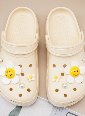 笑脸太阳花朵鞋扣crocs