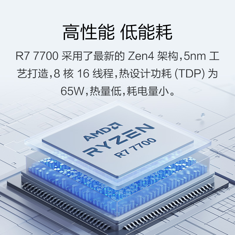 宁美国度AMD设计主机锐龙R7 7700/RX6750GRE/RTX4060Ti/4070SUPER办公建模无光工作站视频剪辑AI台式组装电脑 - 图0