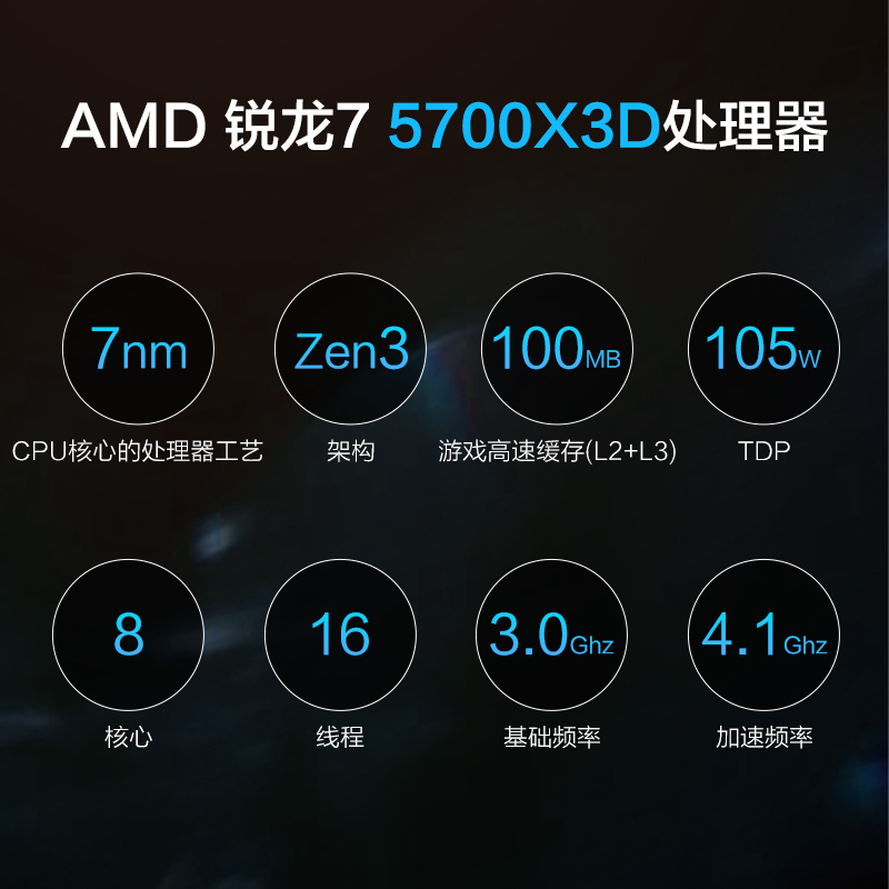 宁美国度AMD锐龙7高端5700X3D/6750GRE12G/7700XT/4060/4060Ti/4070SUPER家用电竞游戏3A直播电脑主机DIY全套 - 图0