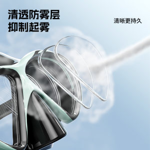 李宁浮潜面镜三宝面罩水下潜水镜呼吸管套装全干式玩水游泳装备