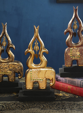 泰国实木大象摆件东南会所