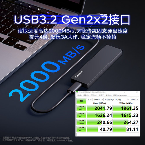 Getea移动固态硬盘4t大容量1t苹果电脑mac外接高速移动硬盘ssd 2T - 图0